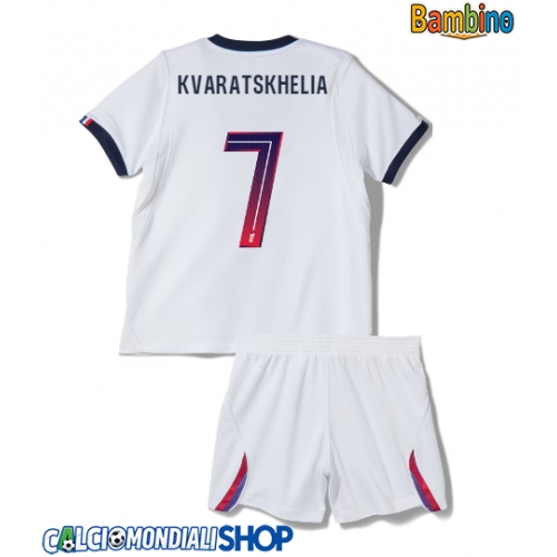 Maglie da calcio Paris Saint-Germain Khvicha Kvaratskhelia #7 Seconda Maglia Bambino 2026-27 Manica Corta + Pantaloni corti)